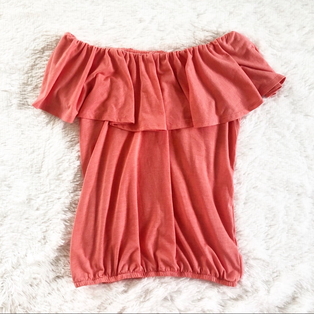 BELLE DEE FOUR CORAL RUFFLE TOP SIZE LARGE